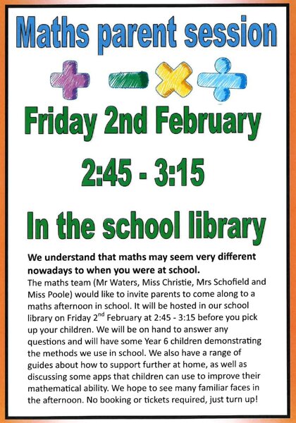 Image of Maths Parent Session - Friday 2nd February (14:45 - 15:15)